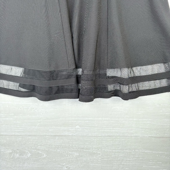 WHBM Black Sleeveless Flare Dress Midi Dress with Lace Netting Hem Line Size 00 - Picture 3 of 14